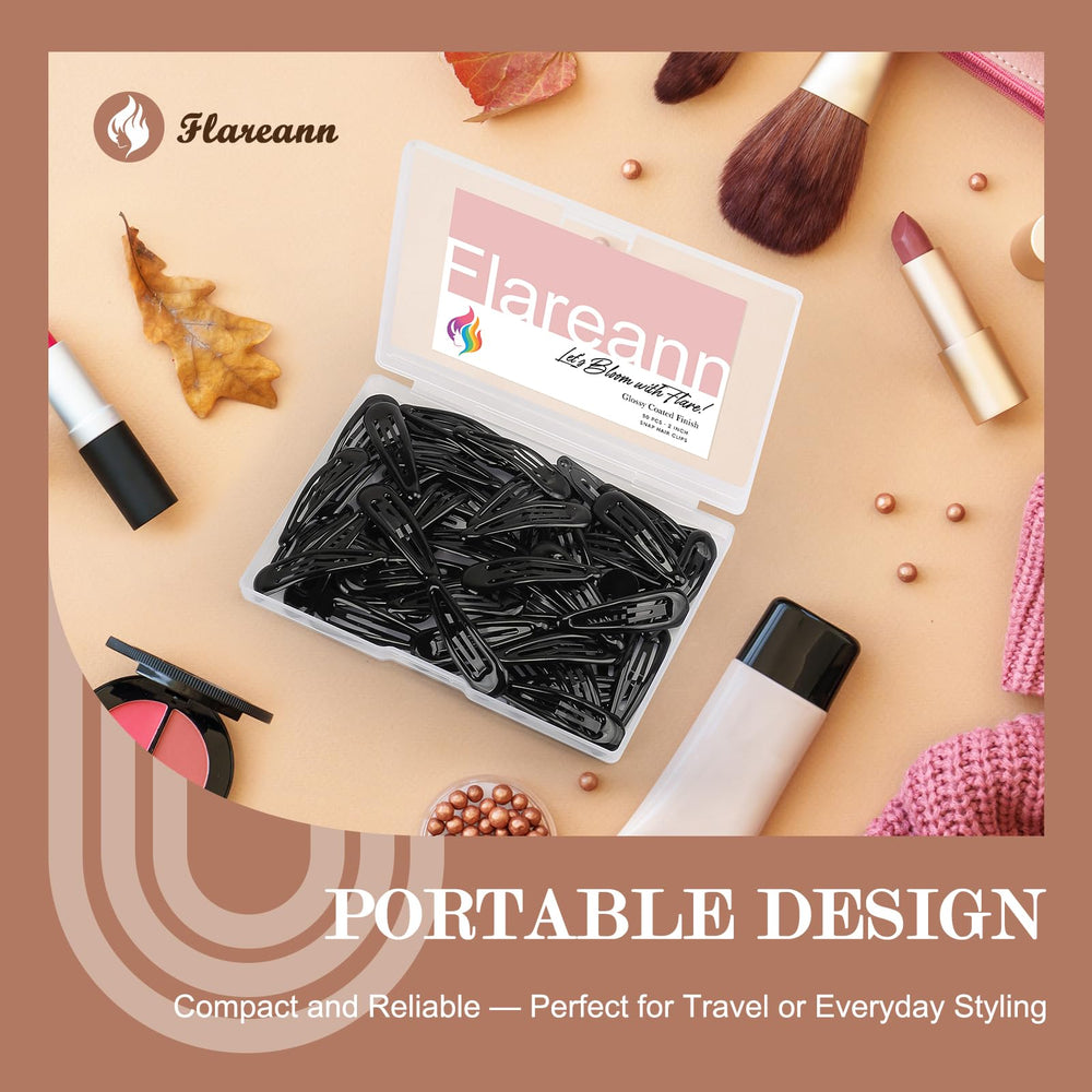 FLAREANN barrettes metal antideslizante negro 2 pulgadas, agarre firme sin resbalones.