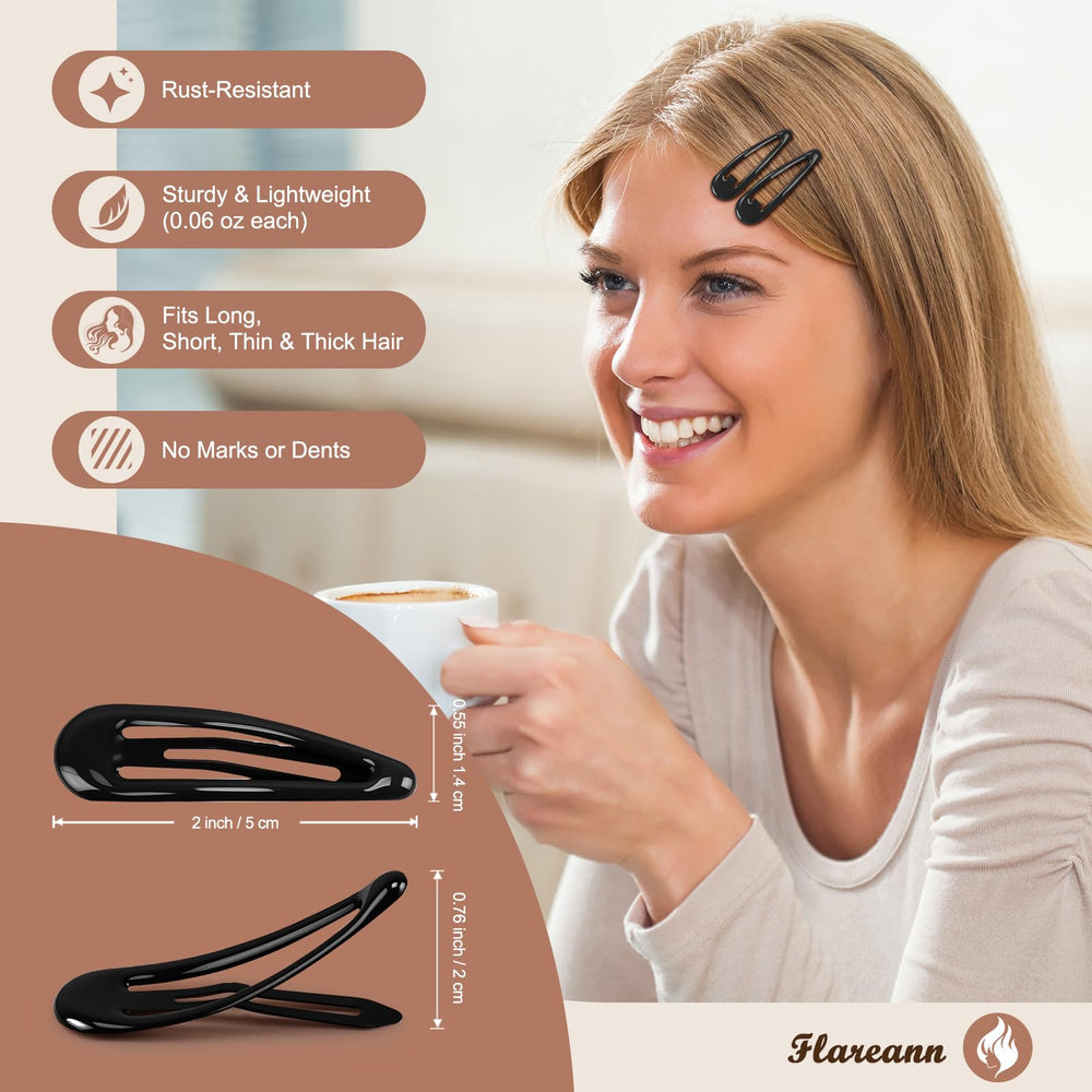 FLAREANN clip cabello uso diario negro, estilo sencillo y práctico.