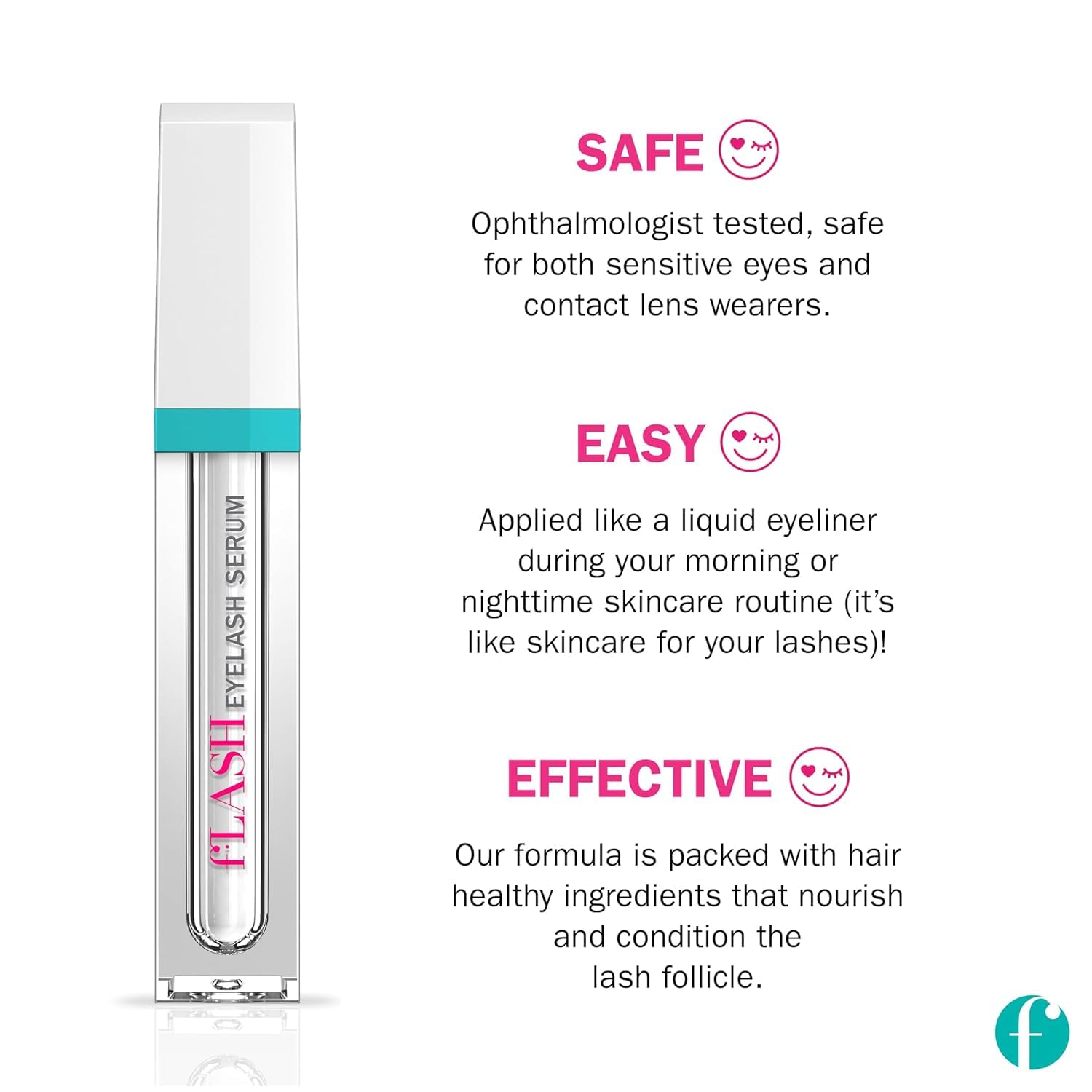 Aplicación precisa con fLASH Serum mini para la línea superior de pestañas.