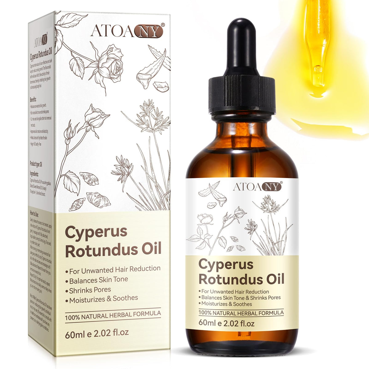 Flasture Aceite Cyperus Rotundus 60ml para uso diario tras depilación, piel suave.