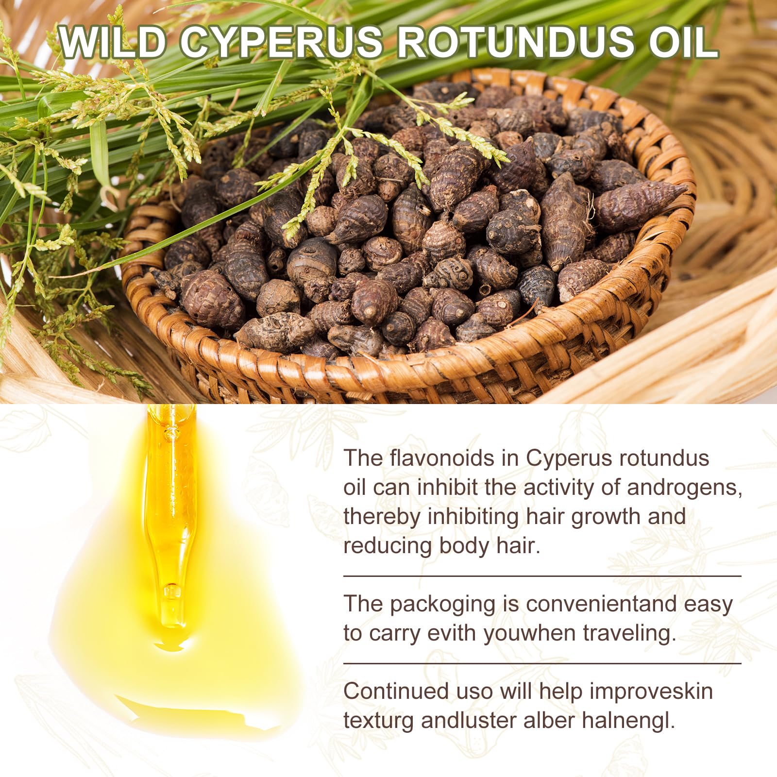 Flasture Aceite Cyperus Rotundus, cuidado localizado para piel suave tras depilación.