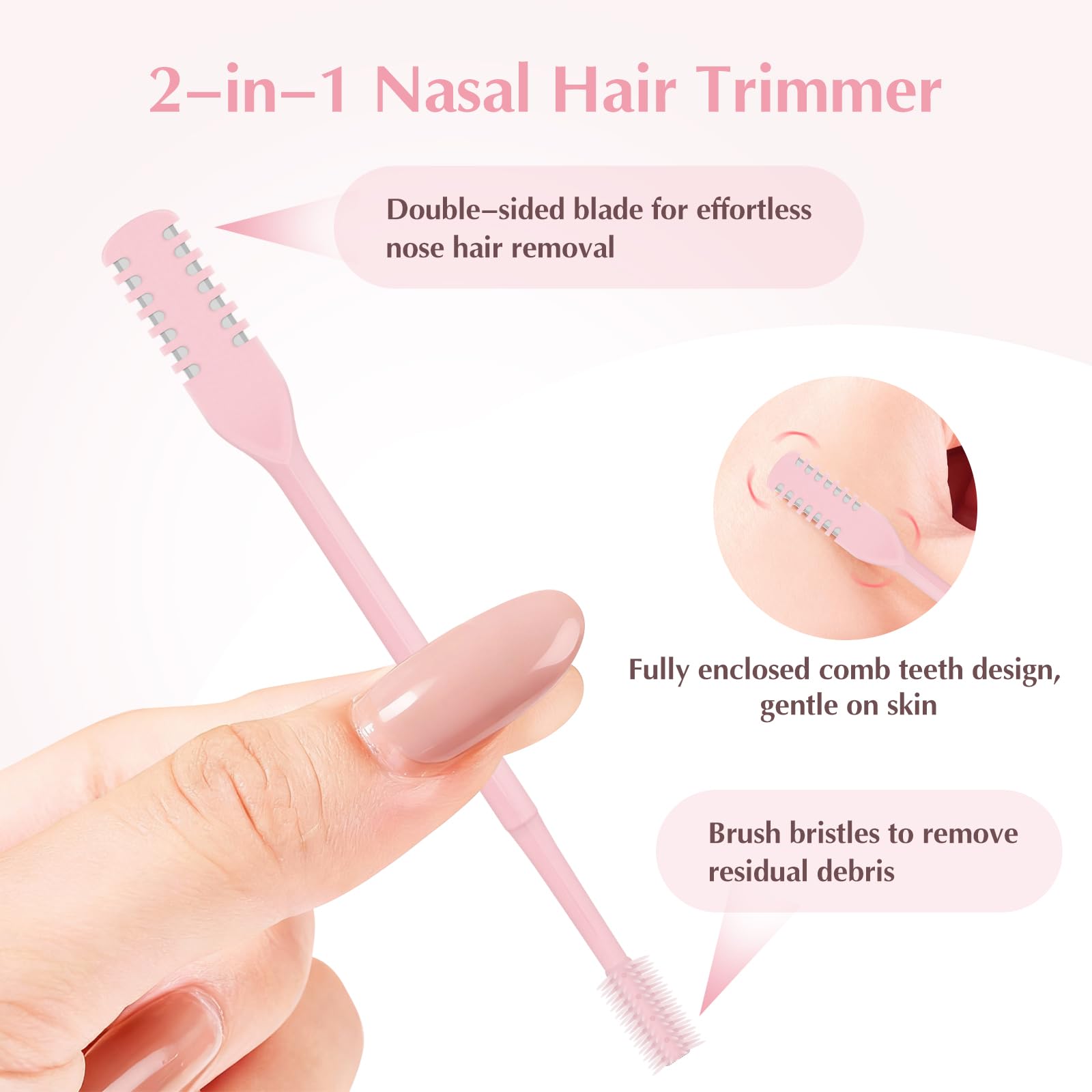 FLATRI cortador nasal 2 en 1 360° giratorio con borde doble para seguridad.