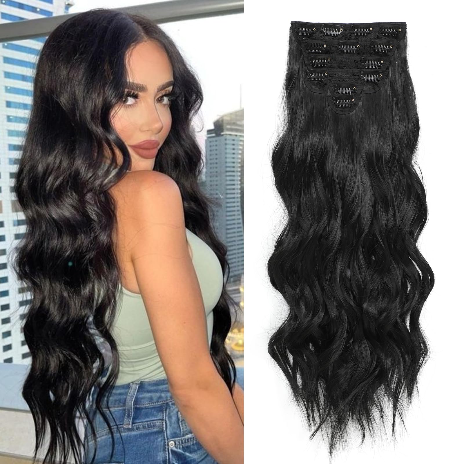 Extensiones Fliace clip-in de 6 piezas para volumen natural