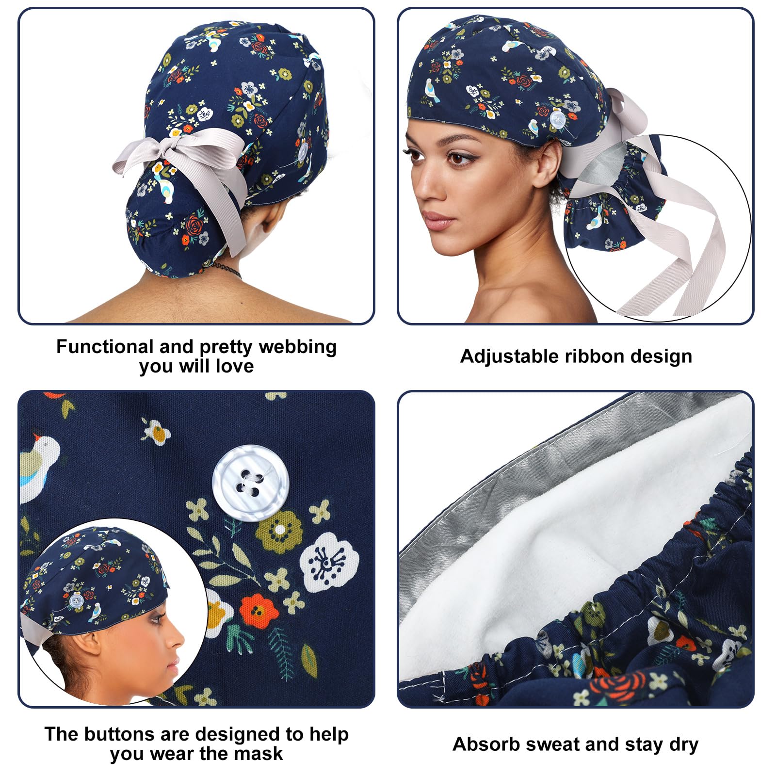 Gorro Floraltop con cola de caballo, ideal para recoger el cabello con seguridad.