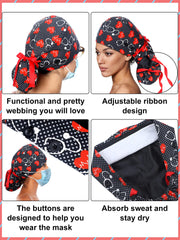 Gorro quirúrgico Floraltop con diseño de coleta y ajuste para diferentes melenas.