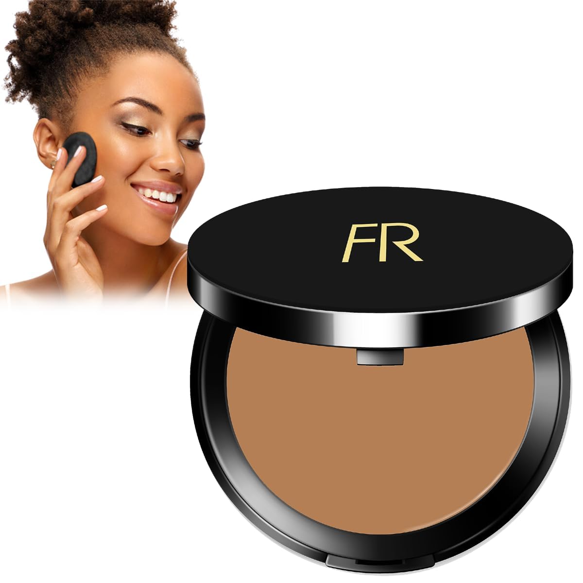 Flori Roberts crema a polvo base mate para tono profundo, cobertura duradera.