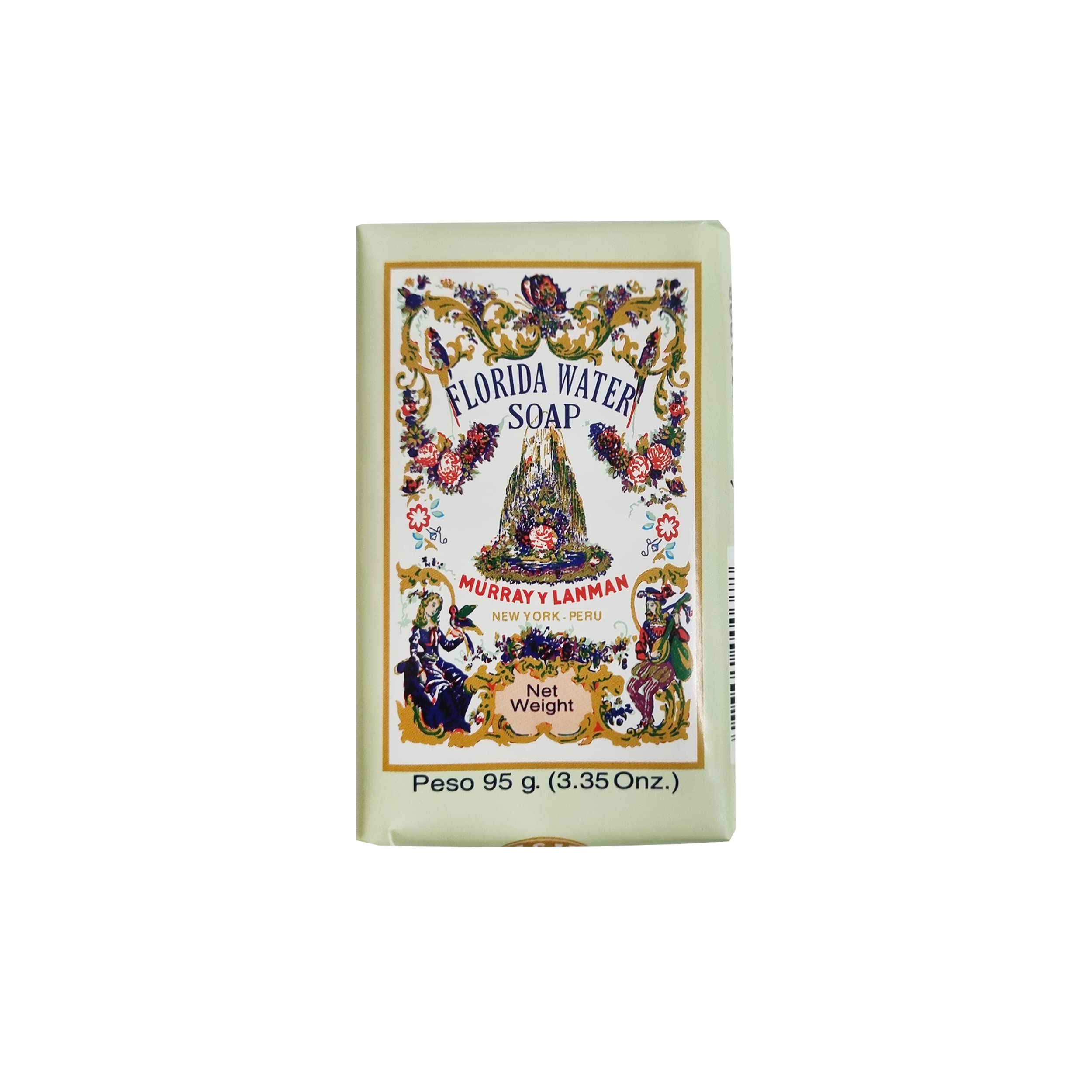 Florida Water barra jabón pack 4, frente, aroma cítrico suave para uso diario.
