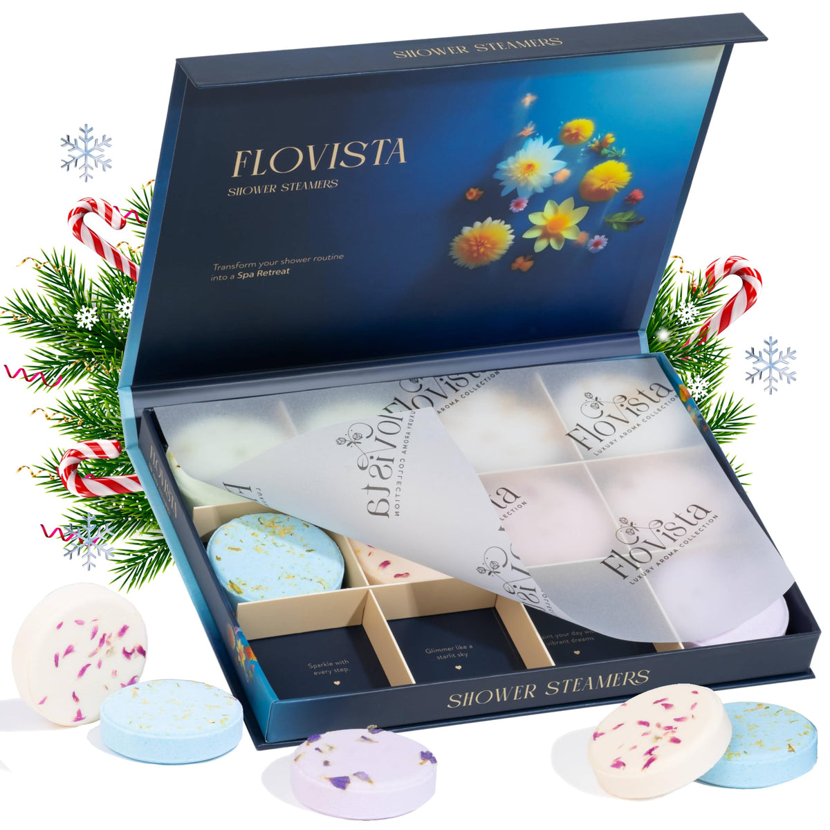 Flovista bombas ducha regalo en empaque listo para regalo y relajación.