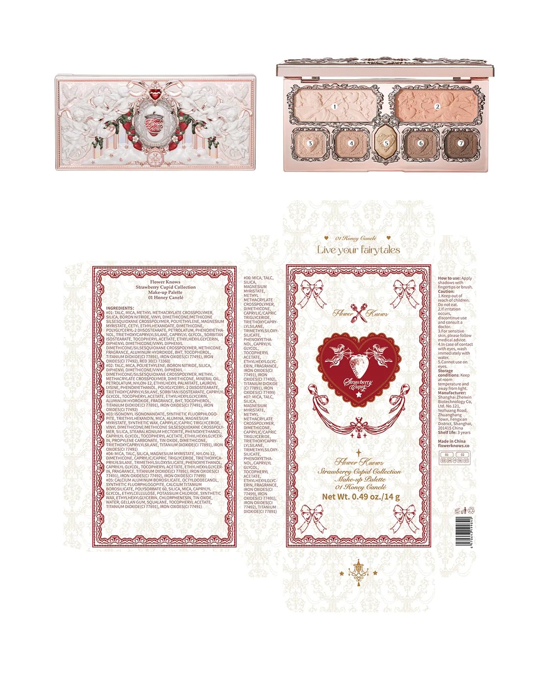 Flower Knows Strawberry Cupid Paleta: formato compacto ideal para bolso