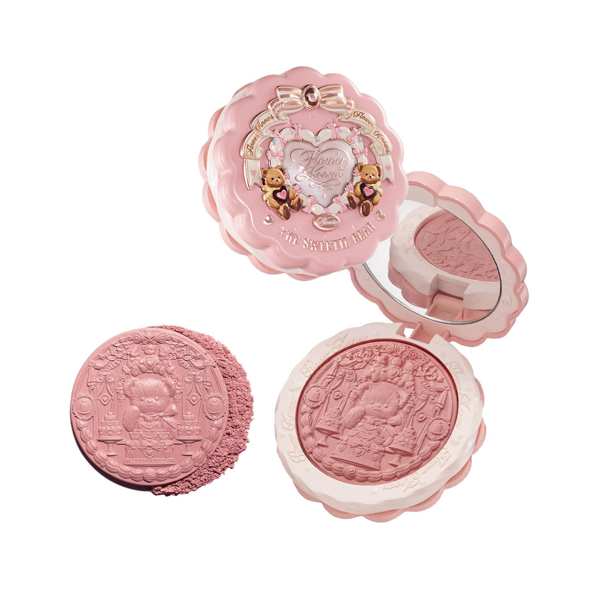 Flower Knows Sweetie Bear compacto con diseño pâtisserie; ideal para retoques elegantes.
