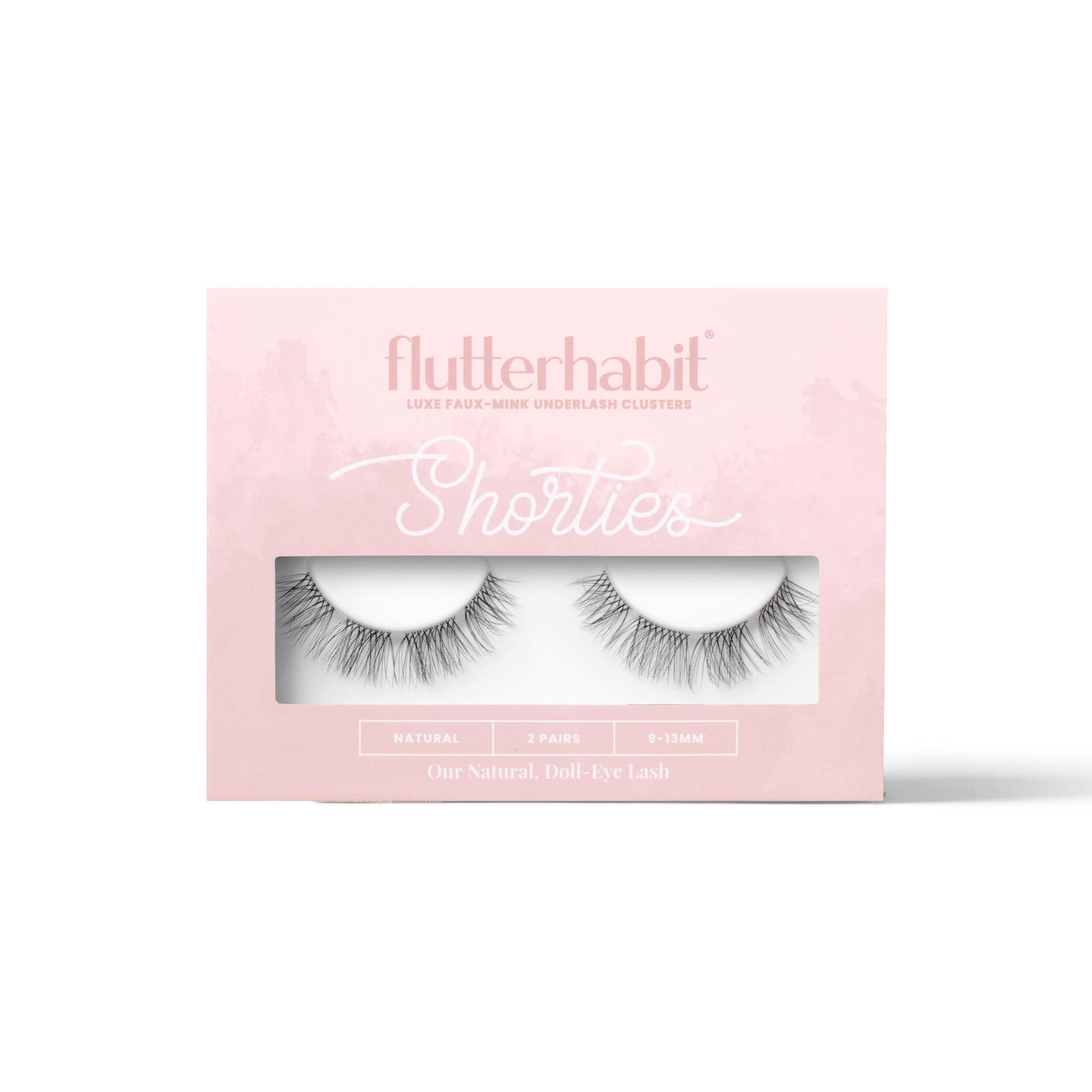FlutterHabit Shorties en caja con dos juegos de pestañas para estilos variados