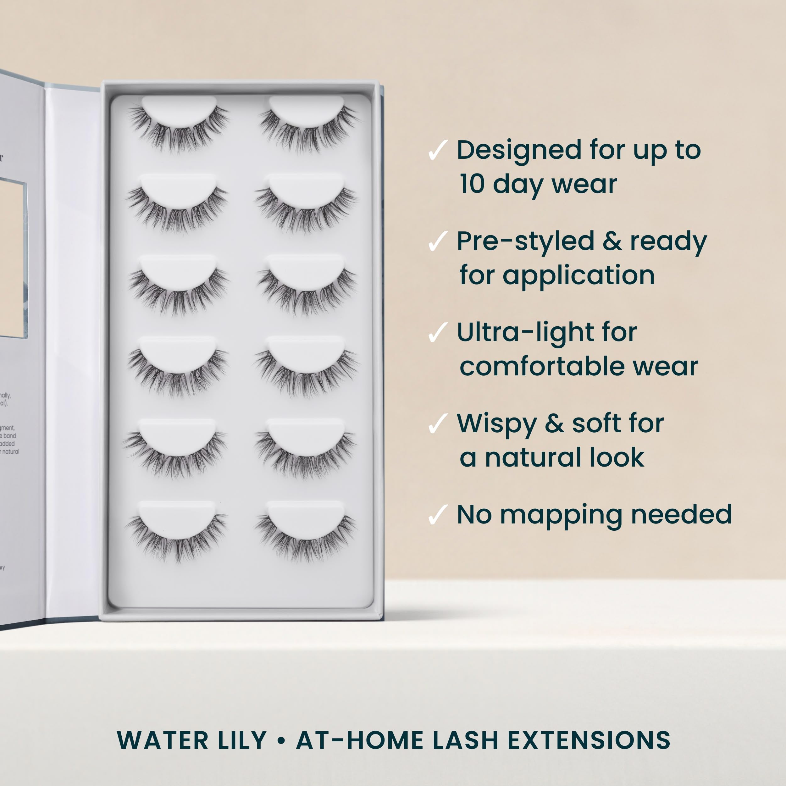 FlutterHabit Water Lily Lash Clusters: close-up de longitud 11–13 mm para efecto doll-eye.