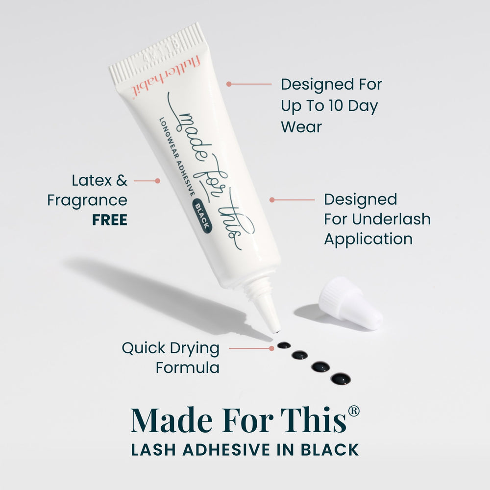 FlutterHabit Wink: pestañas resistentes al agua y al sudor con adhesivo adecuado.