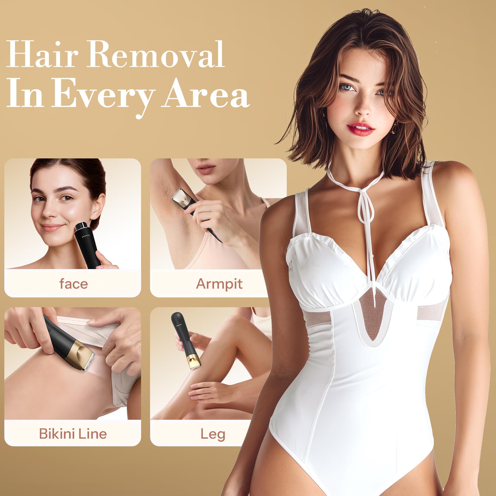 Flyant bikini-trimmer con cabezal 2-en-1 para cuerpo completo