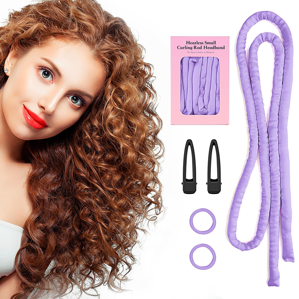 Flylipu banda de cabello sin calor, 60 pulgadas, para dormir y lograr rizos naturales.