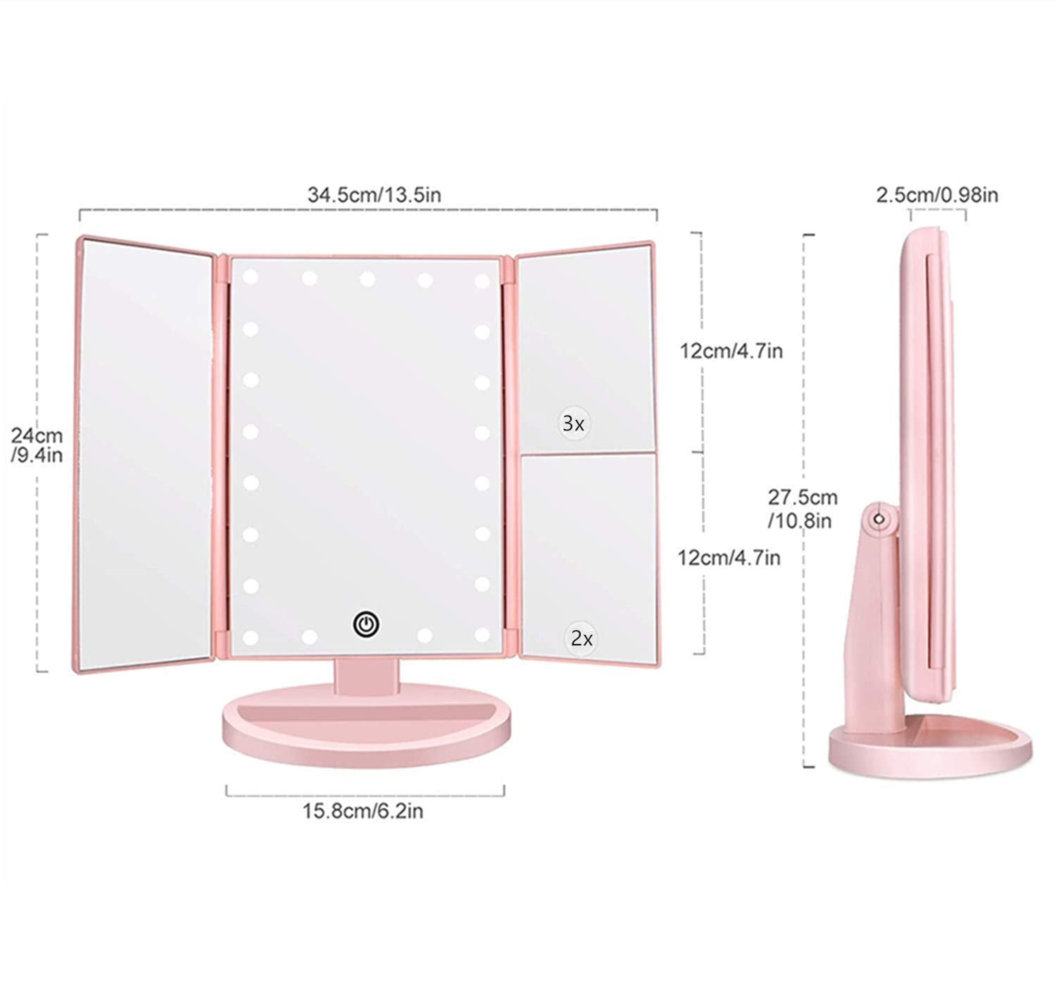 Flymiro elegante diseño tres paneles plegable rosado champán.