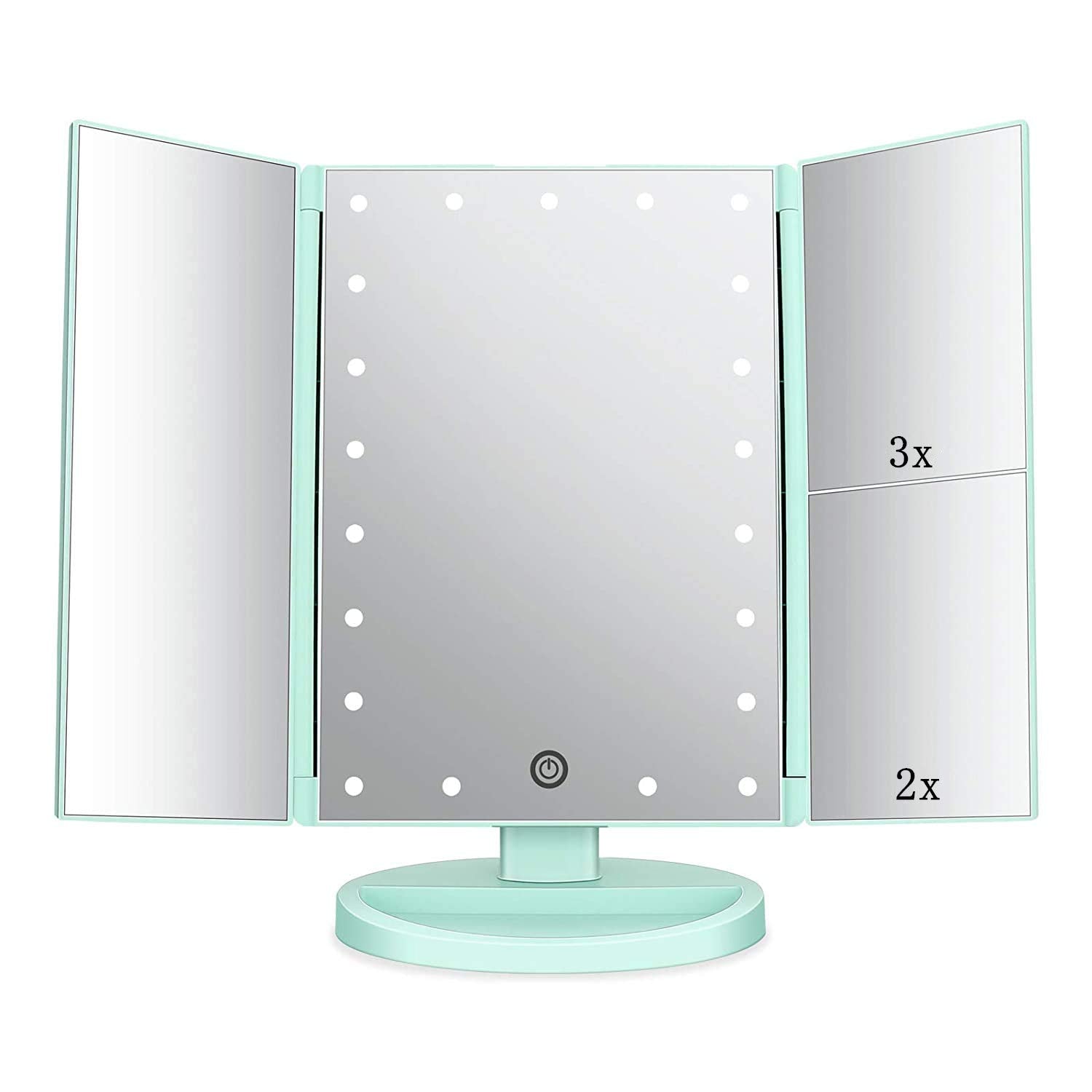 Flymiro espejo trifold con luz frontal para maquillaje detallado