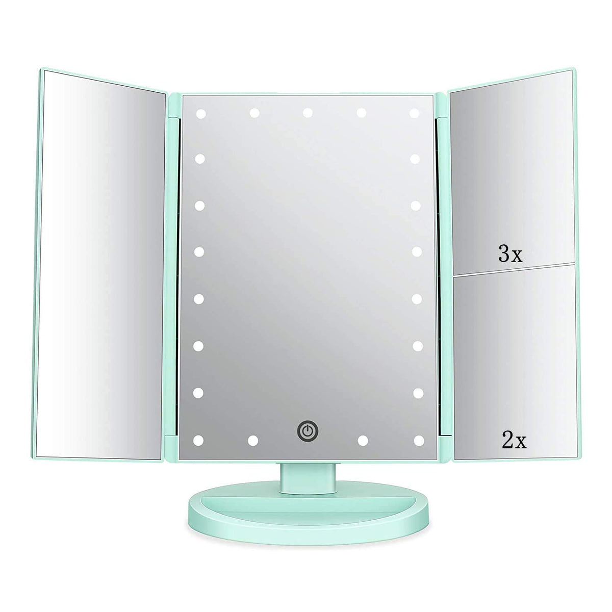 Flymiro espejo trifold con luz frontal para maquillaje detallado