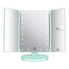 Flymiro espejo trifold con luz frontal para maquillaje detallado