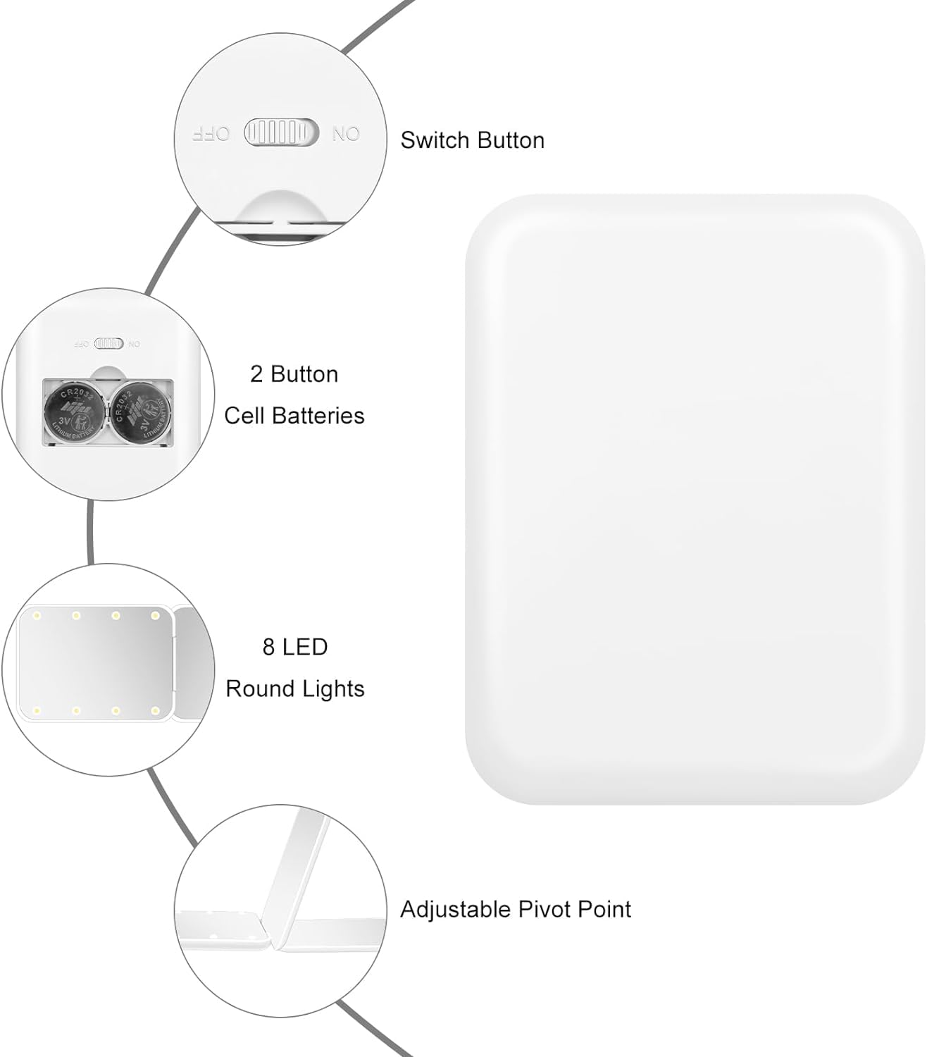 Flymiro Espejo plegable 180 grados para usarlo con comodidad.