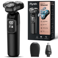 Flynth afeitadora eléctrica 3 en 1, enfoque en diseño compacto para un afeitado rápido y cómodo.
