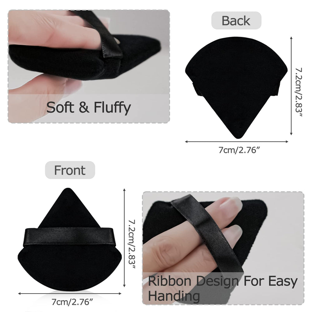 Flytianmy puff triangular negro con correa para agarre cómodo