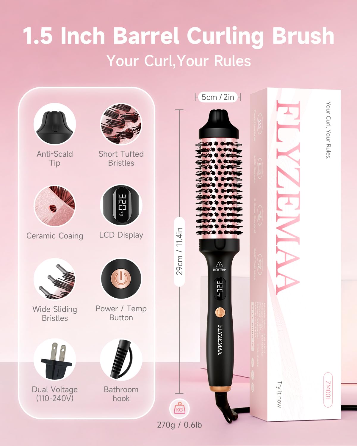 flyzemaa cepillo termico diseño viaje carry-on, cabe en la maleta y funciona.