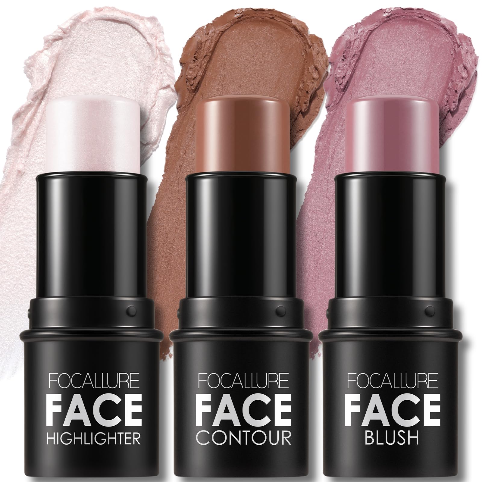 FOCALLURE 3Pcs Contour Kit set for quick sculpting and a fresh glow.