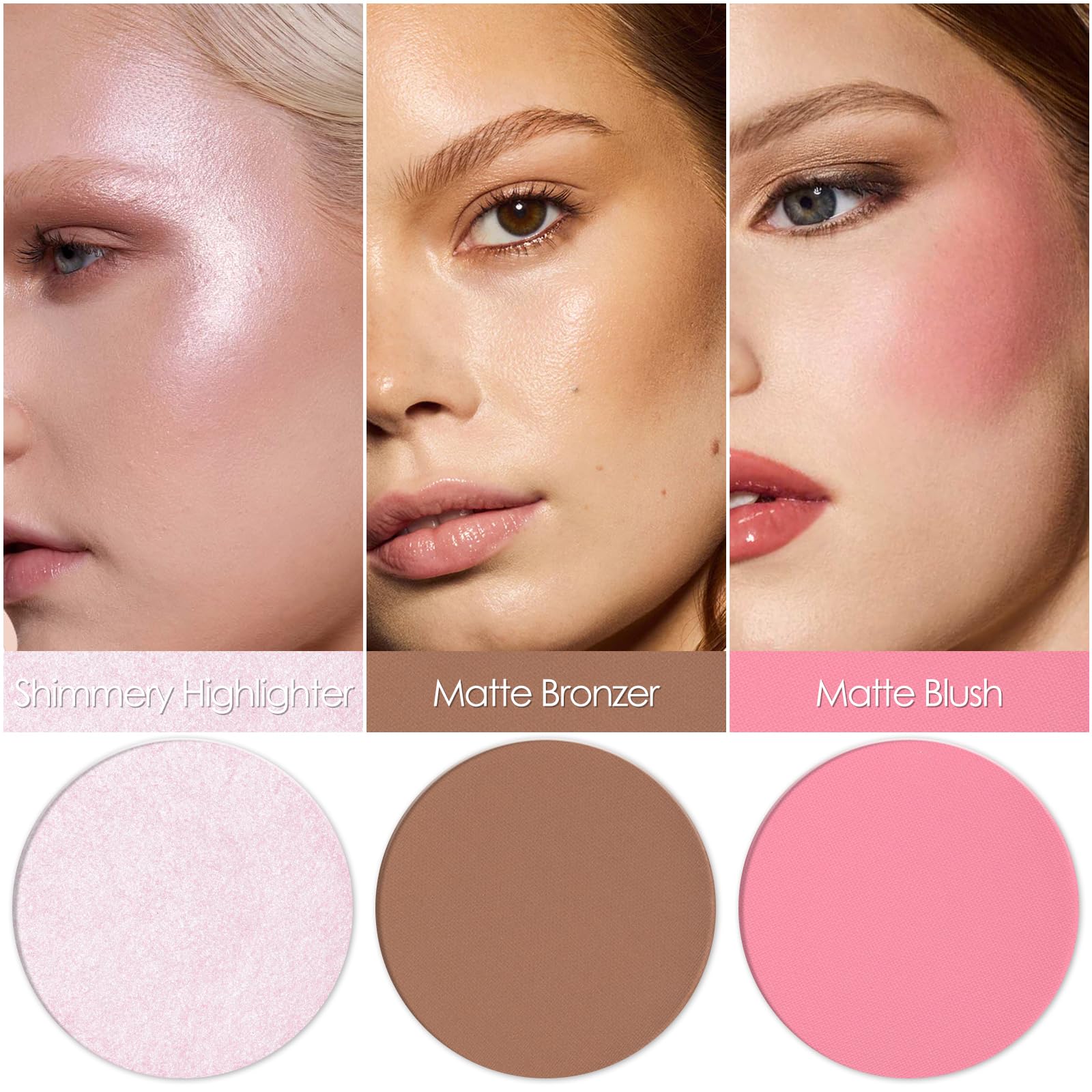 FOCALLURE blush rose soyeux offre couleur naturelle et tenue durable sur les pommettes.