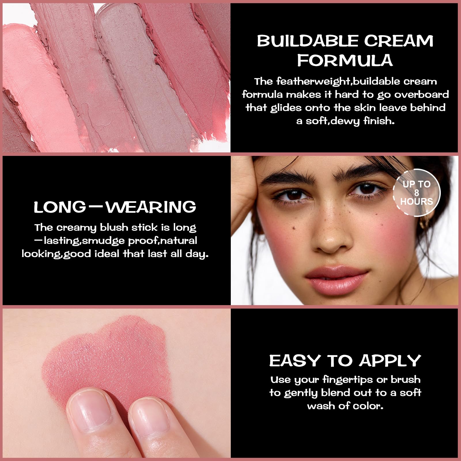 FOCALLURE Cream Blush: duración prolongada para un look fresco durante todo el día.