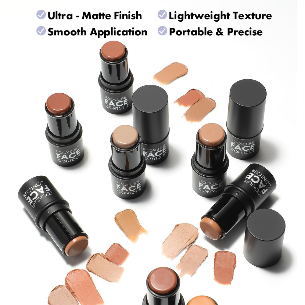 FOCALLURE Contour Stick Mocha defines jawline with a matte finish.