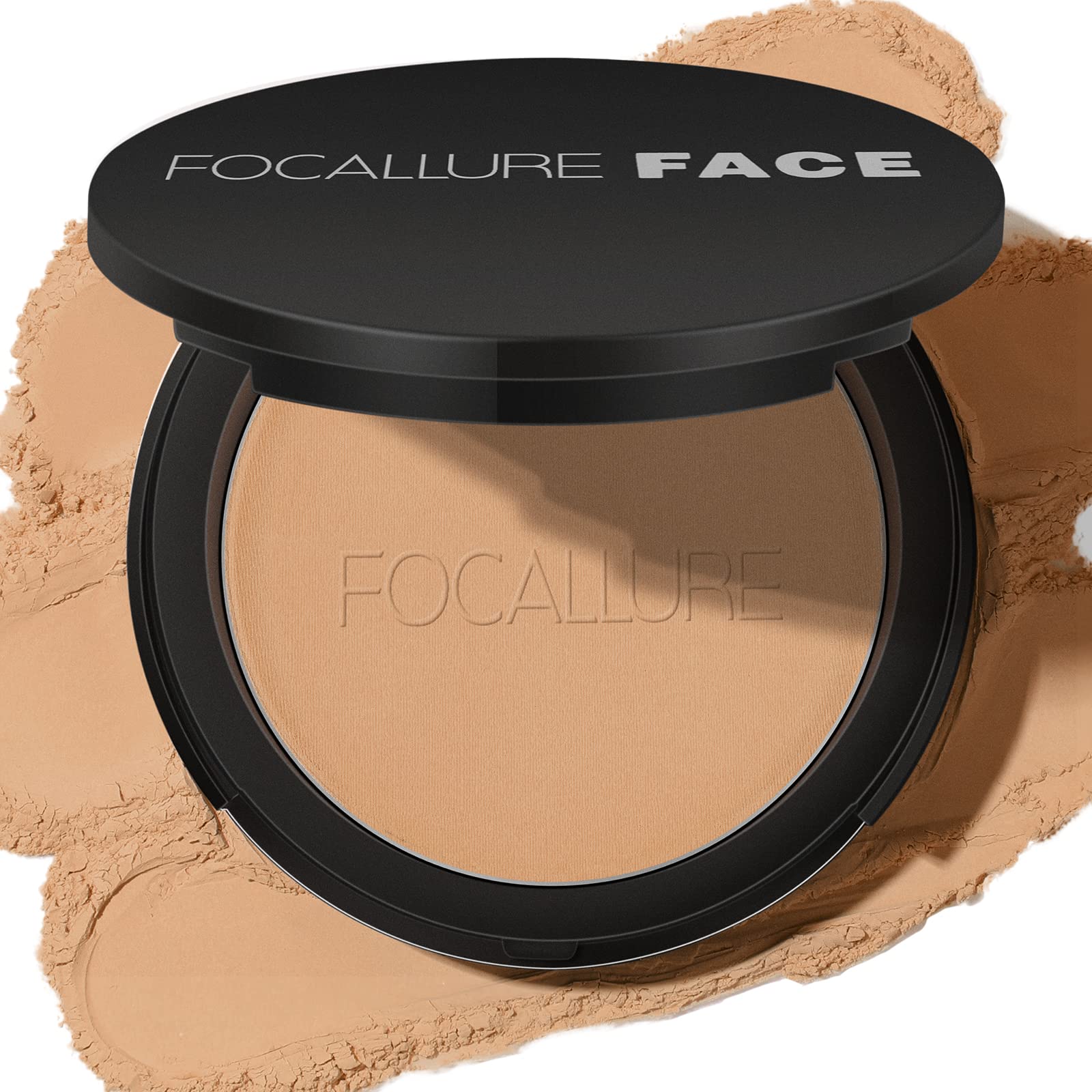 FOCALLURE Flawless Pressed Powder bottle close-up for shine control and matte finish.
