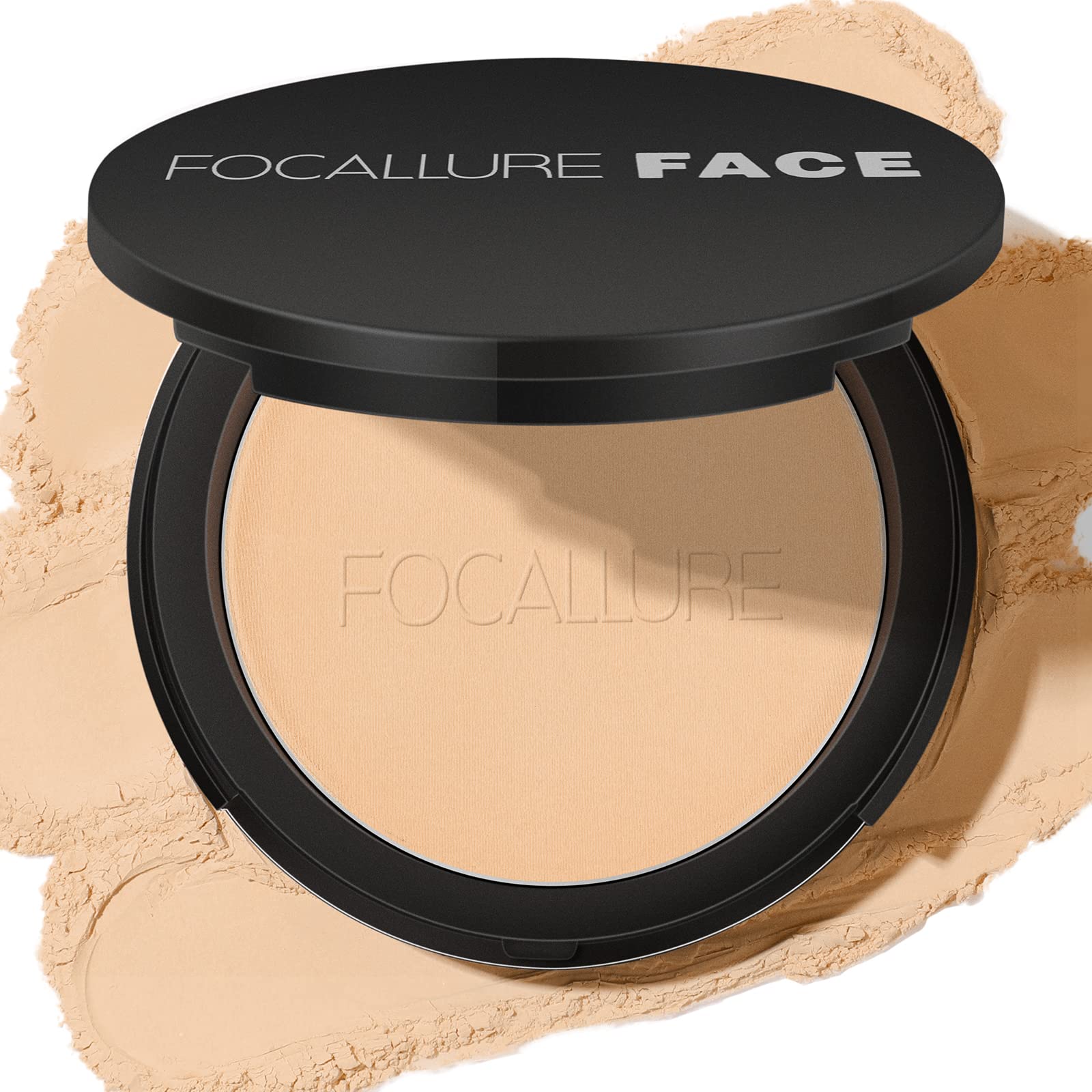 FOCALLURE polvo compacto presionado beige, ofrece control de brillo para todo el día.