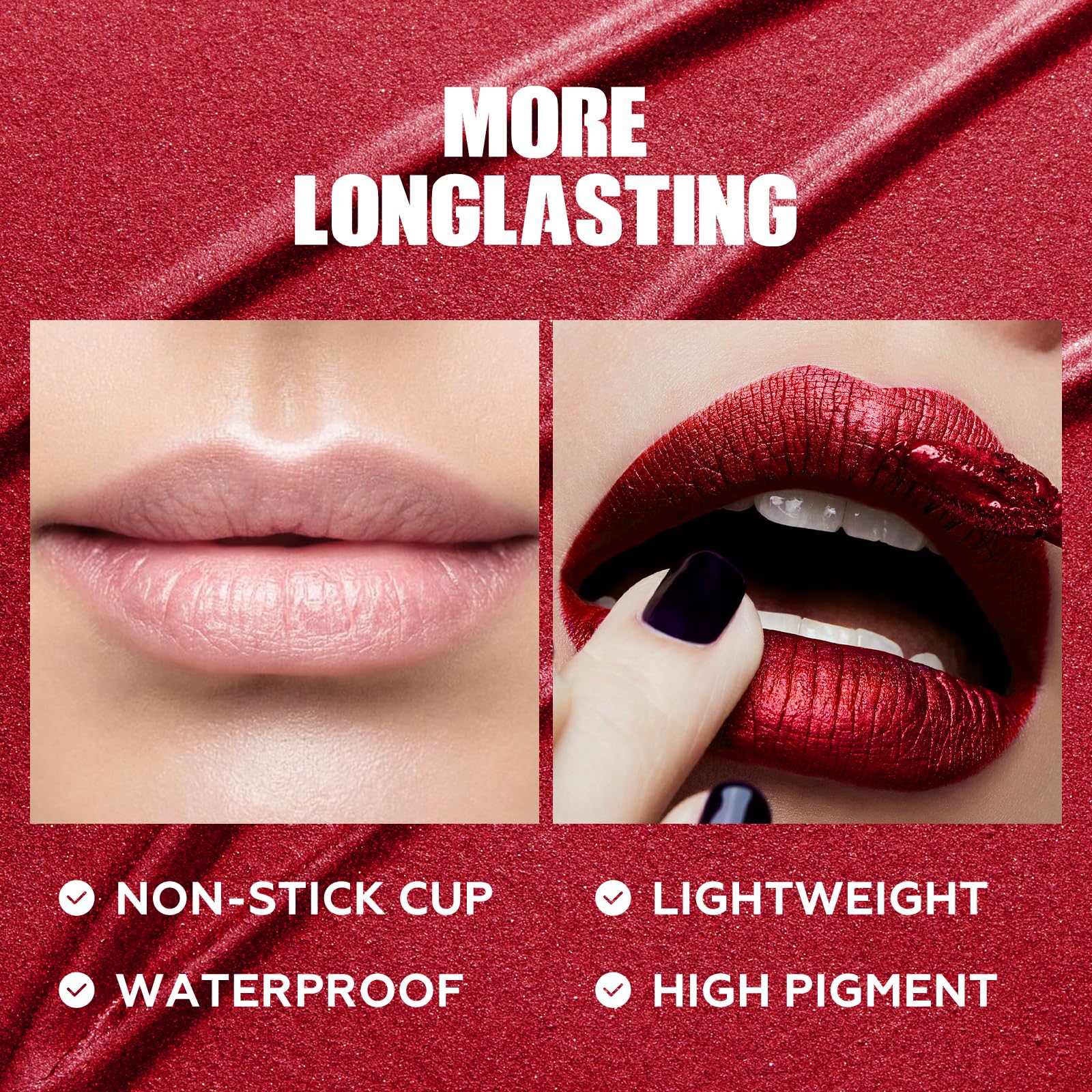 FOCALLURE PK05 rouge métallique liquide – couvrance complète avec peu de produit