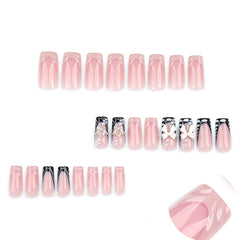 Uñas Foccna en forma cuadrada rosa, acabado brillante para diario