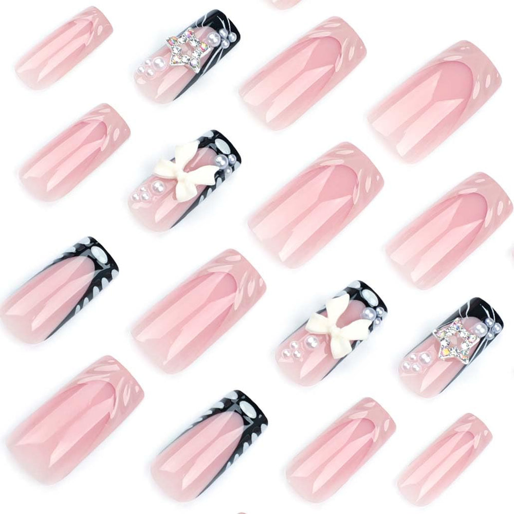 Uñas Foccna con perla y efecto tridimensional, toque elegante