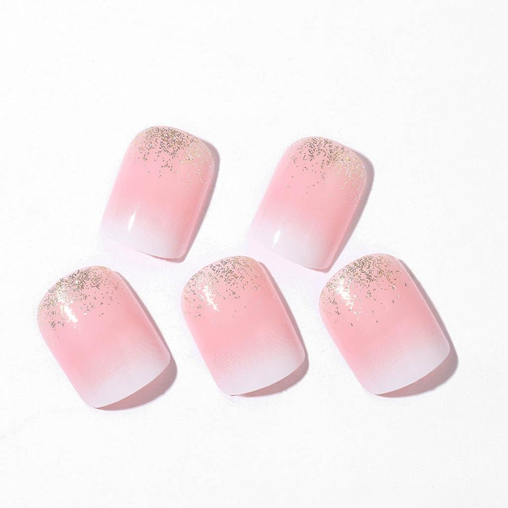 Foccna uñas prensa ombre cortas rosas naturales