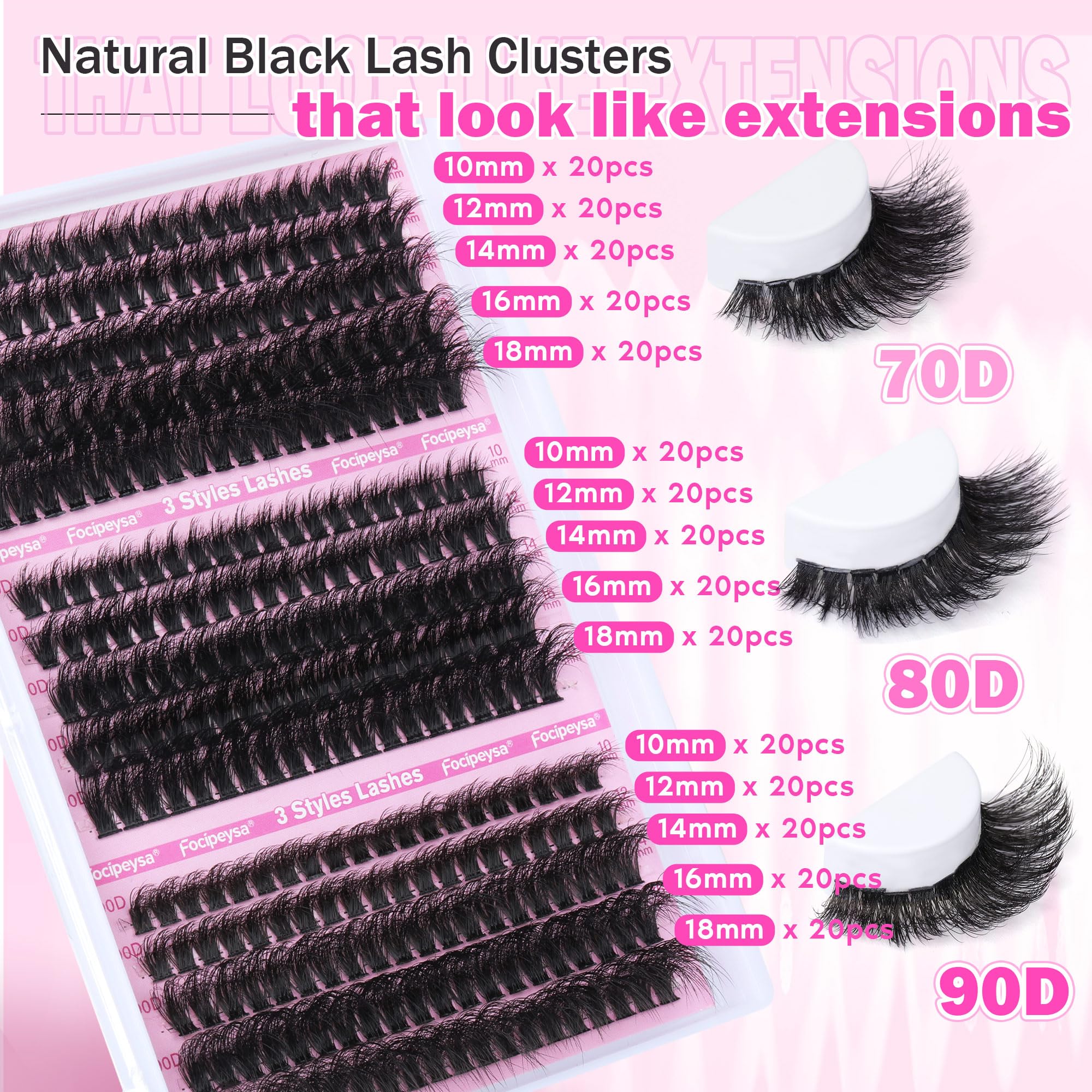 Conjunto de agrupaciones para fusionar con pestañas naturales y volumen.