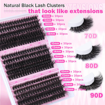 Conjunto de agrupaciones para fusionar con pestañas naturales y volumen.
