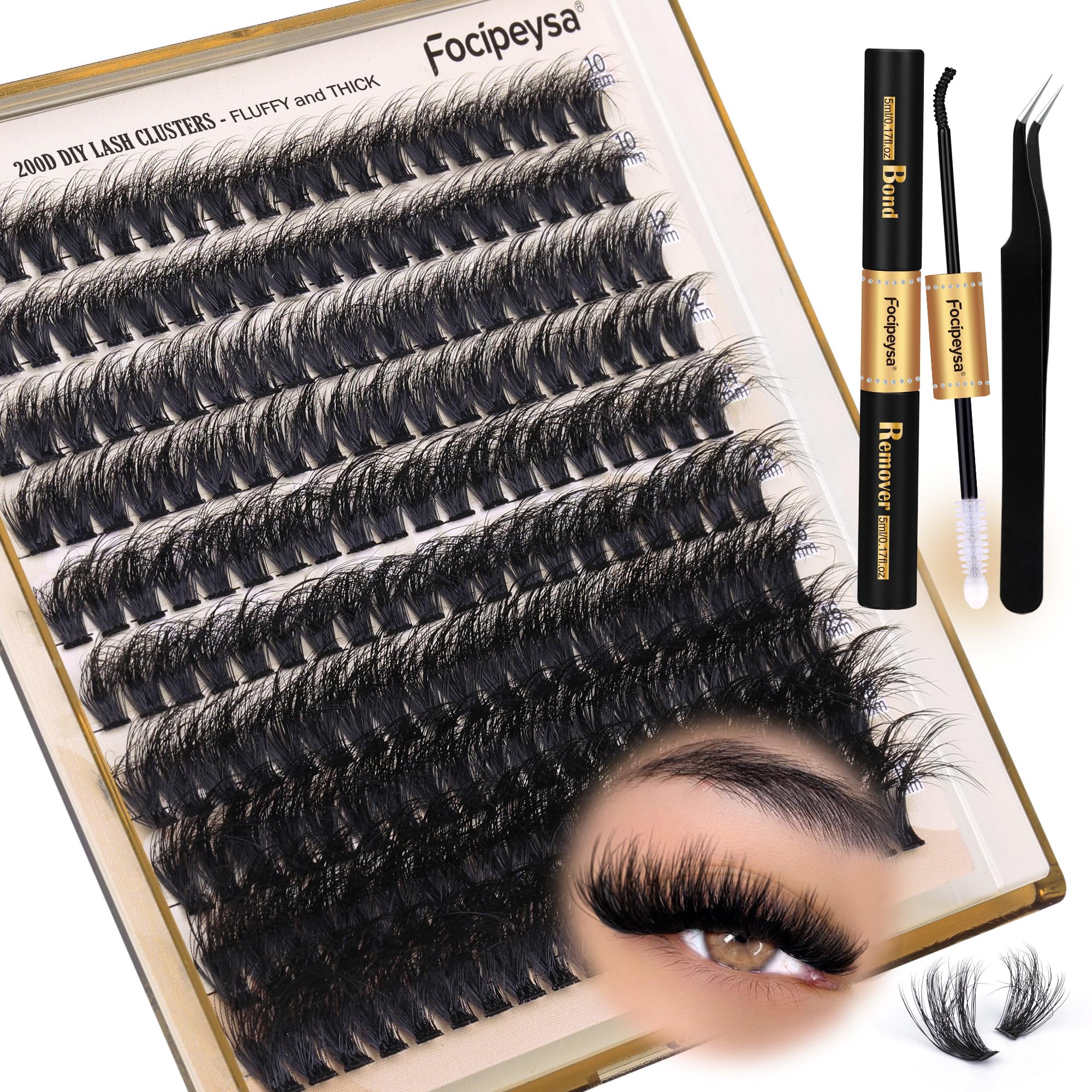 Pestañas 200D de Focipeysa para un volumen natural y duradero.