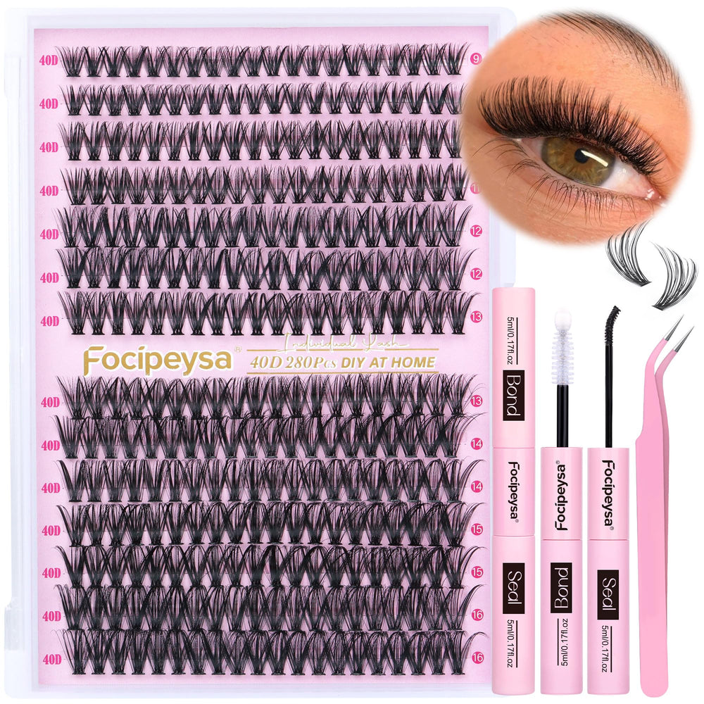 Focipeysa kit extensiones pestañas curvatura D para volumen natural en casa