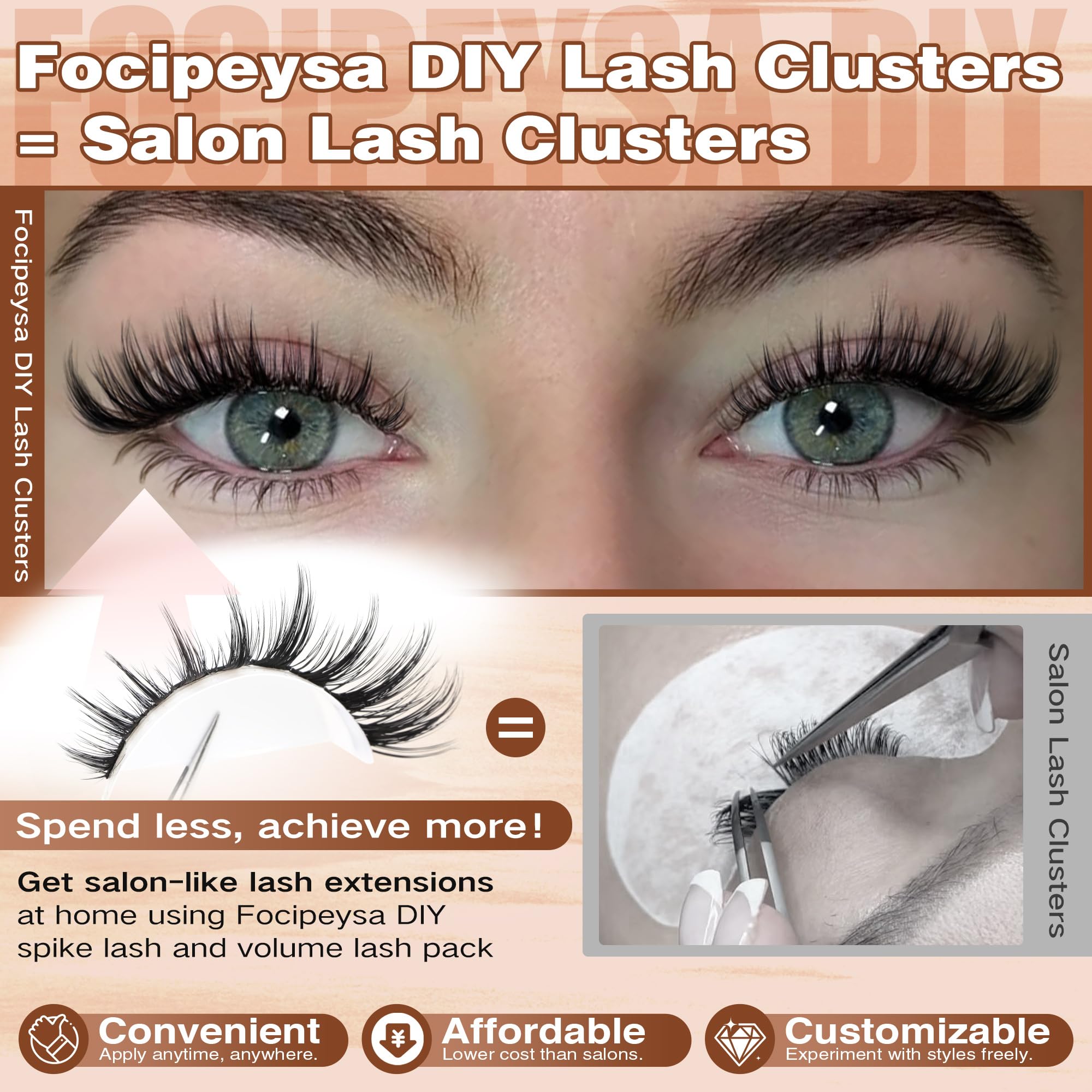 Focipeysa: pestanas manga de 8–16 mm para looks variados.
