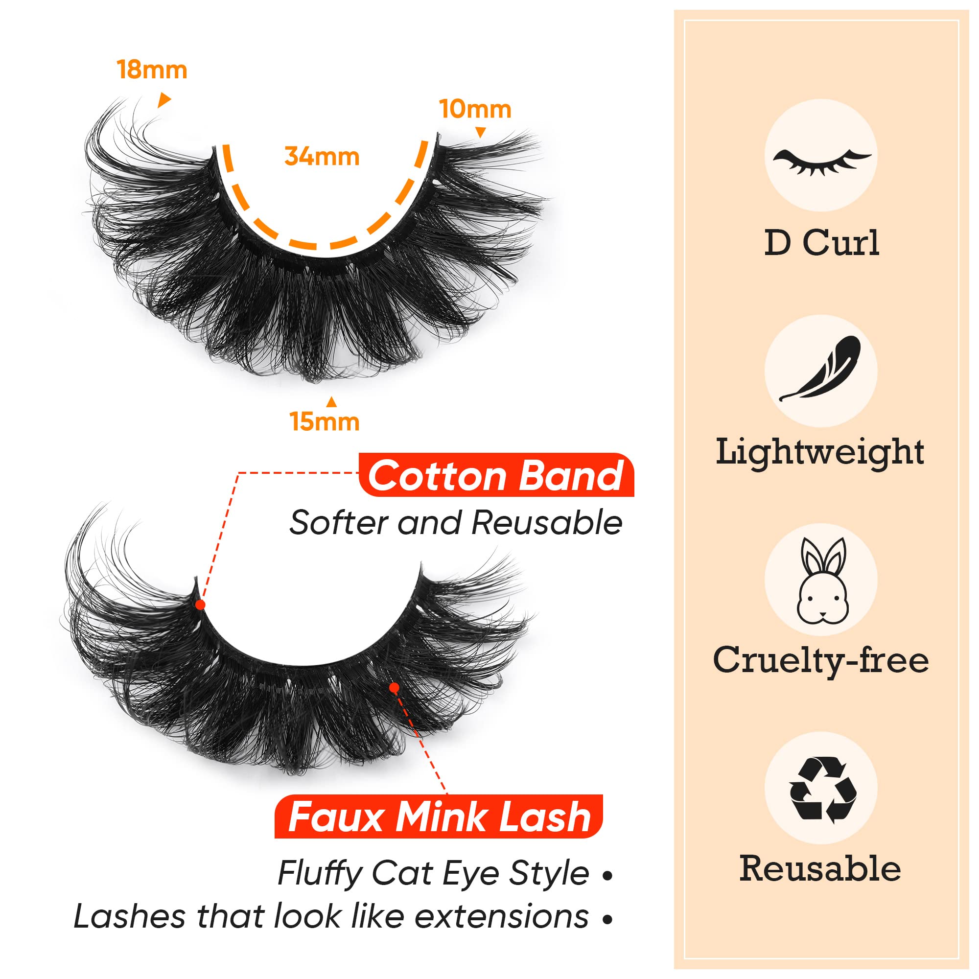 Pestañas Focipeysa reutilizables y duraderas para múltiples looks.