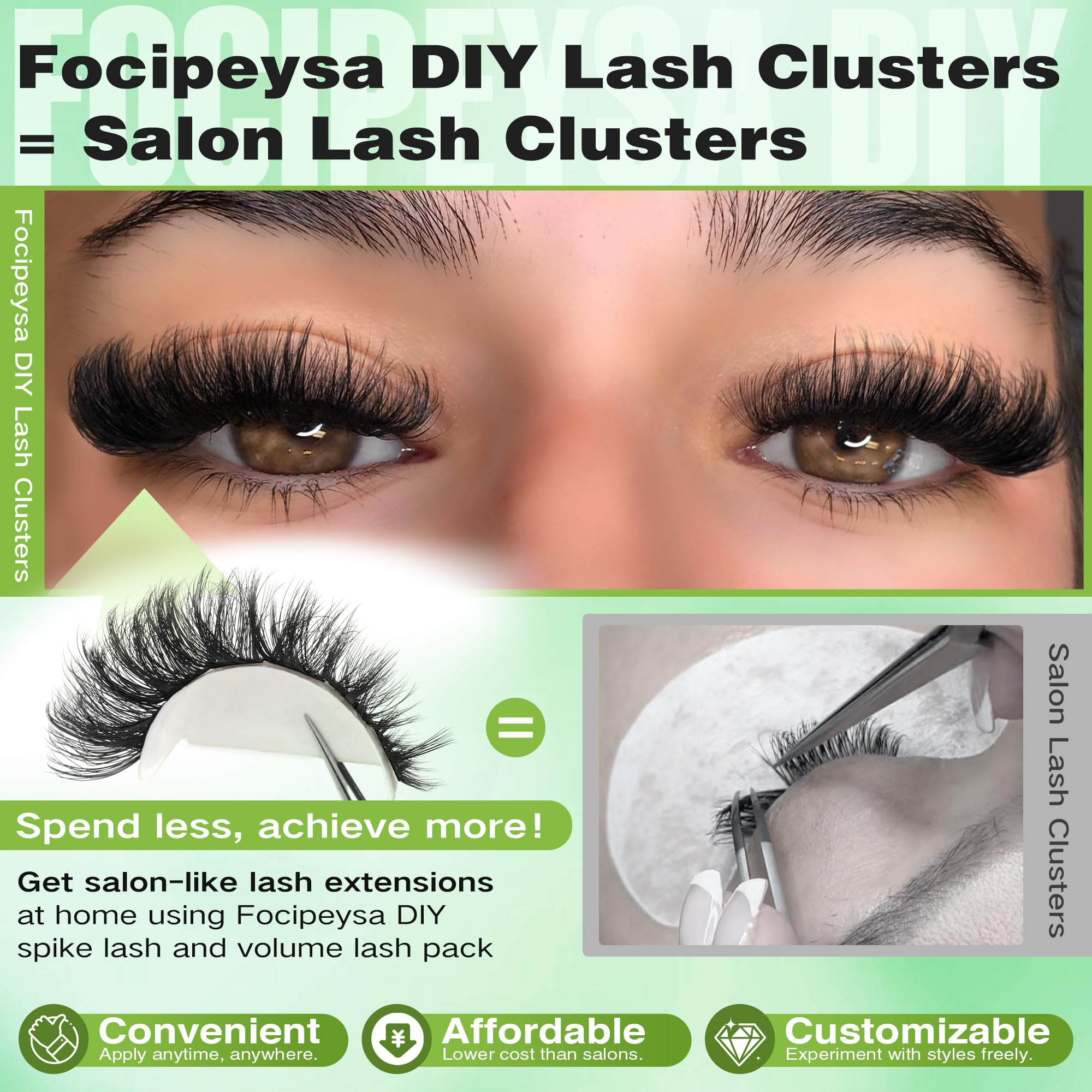 Focipeysa racimos de pestañas clusters suaves y ligeros para uso diario cómodo.