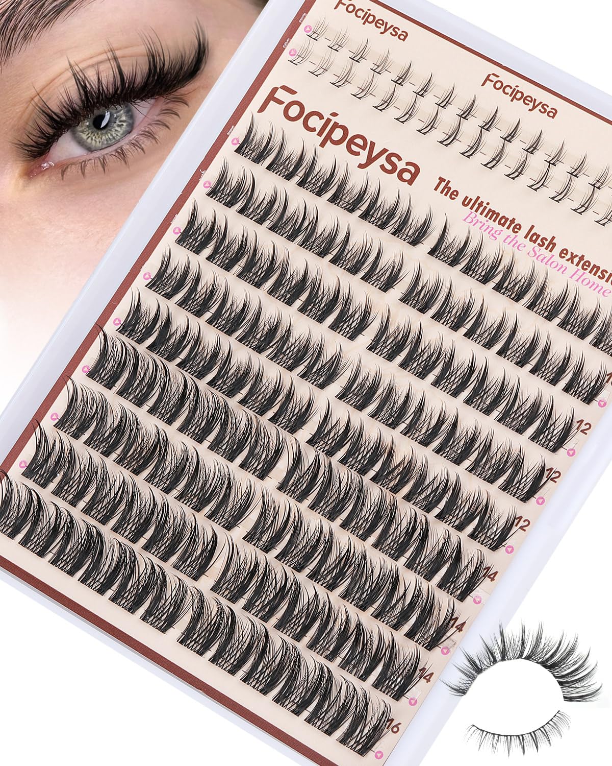 Pestañas Focipeysa racimos delicadas: aplicación rápida para look natural.