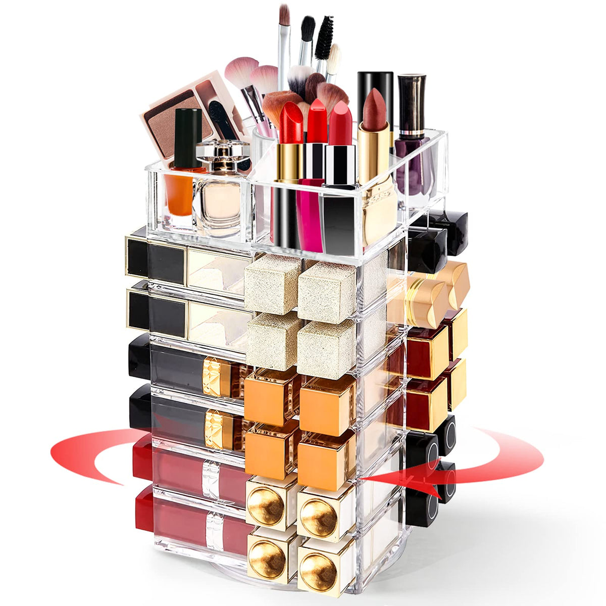 FODIENS porta-labios acrílico giratorio facilita acceso rápido a labiales