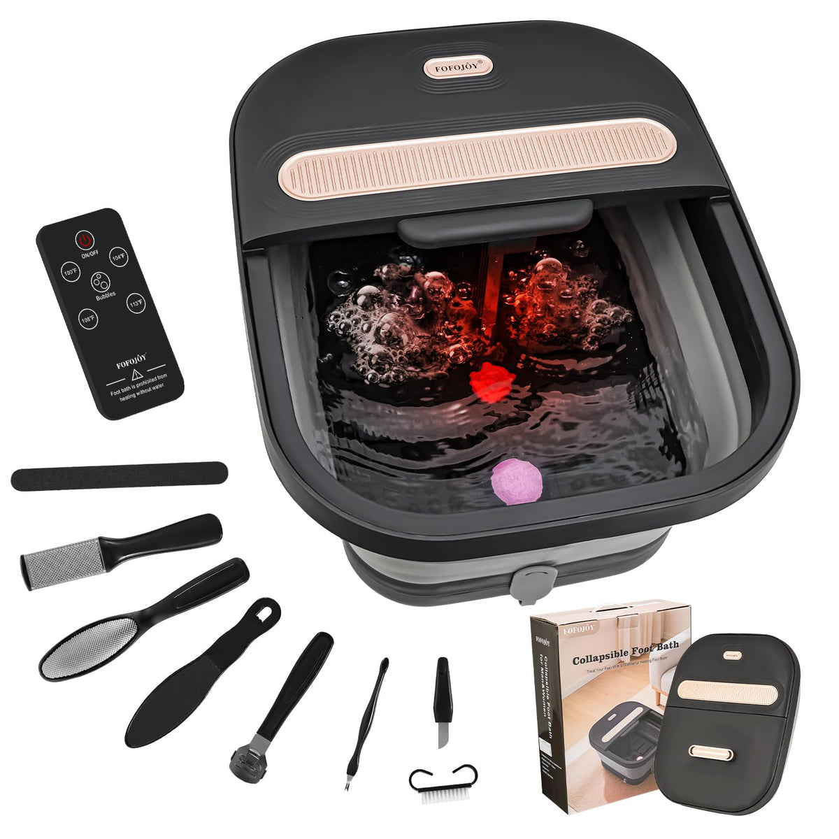 FOFOJÔY Collapsible Foot Spa Bath folds for easy storage and quick setup.
