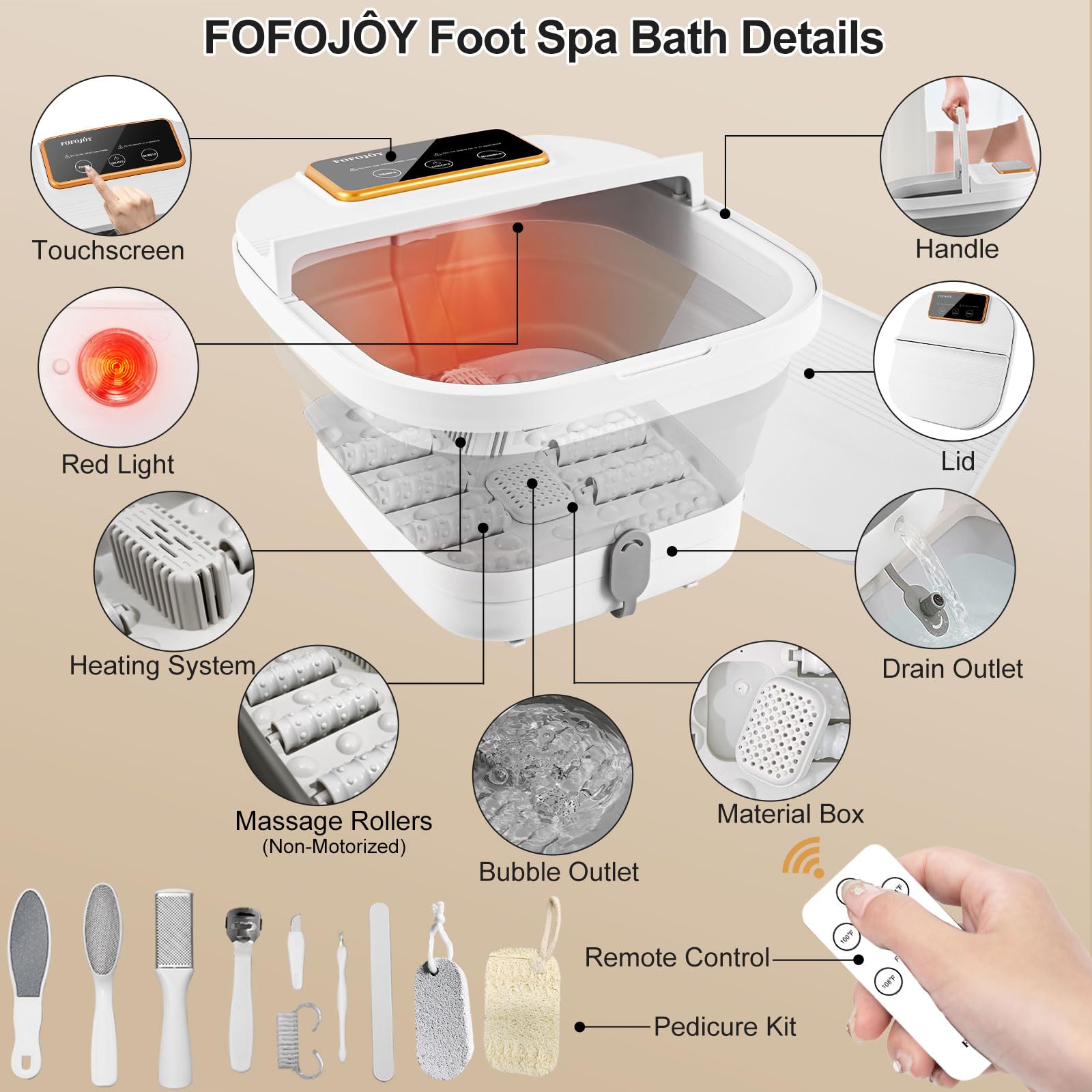 FOFOJÔY control remoto facilita ajustar temperatura y funciones del spa para pies