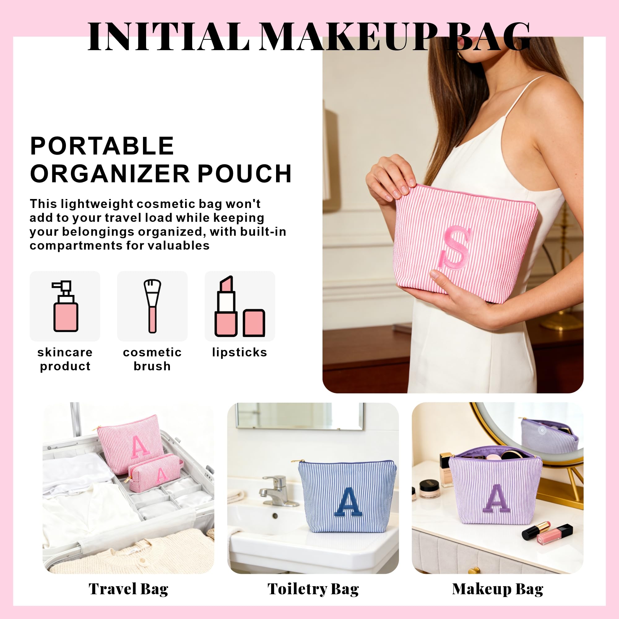Fohufo inicial personalizada bordado: regalo único con inicial bordada para niñas