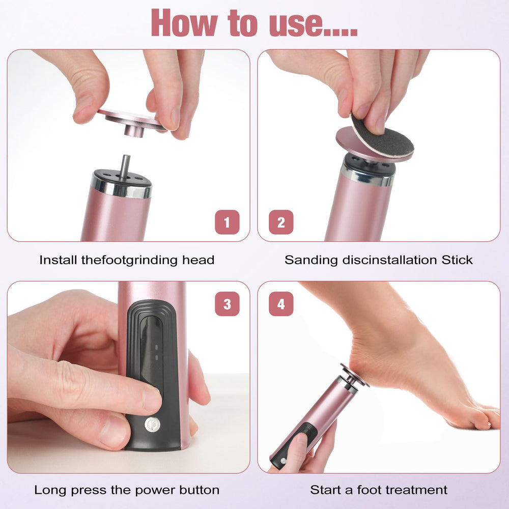 Foleto cabezas intercambiables para remover callos y limar uñas con higiene.